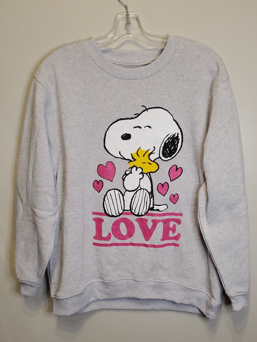 379. NWOT - Peanuts "Love" Fleece-Lined Crewneck Sweatshirt